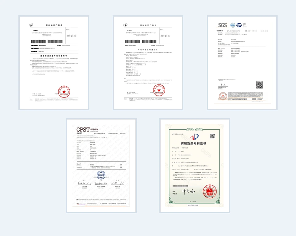 Xingda patent certificates, SGS report and CPST report