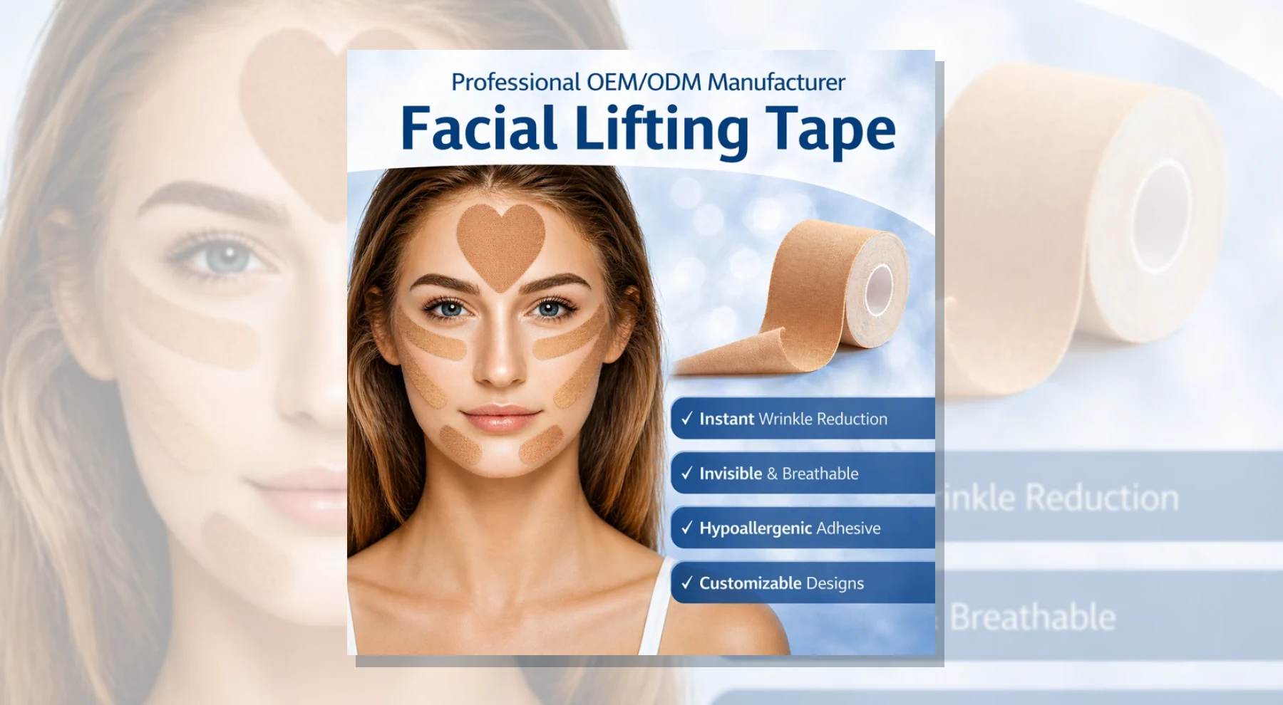 Waterproof face lifting tape for professional beauty applications
